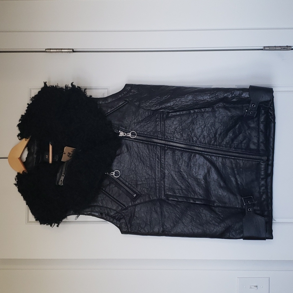 H&M Runway Collection Oversized Shearling Leather Vest
